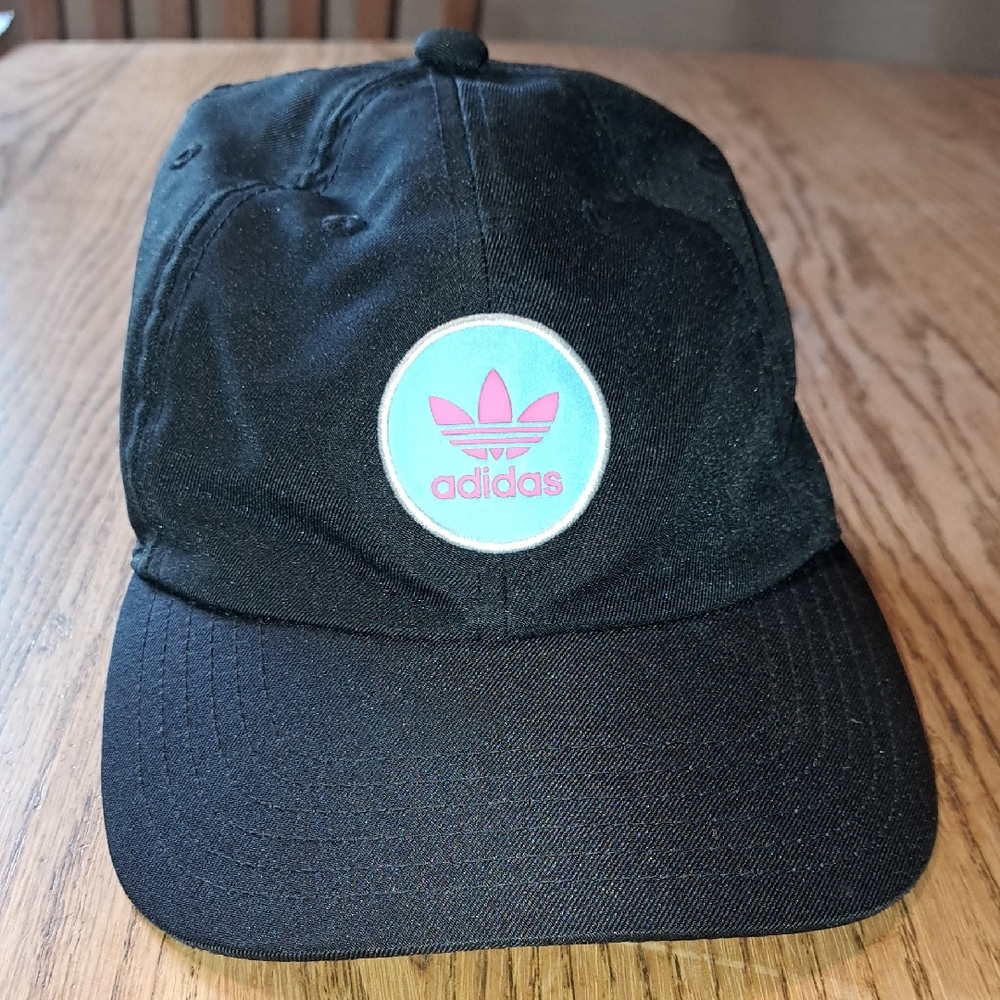 Adidas Black Cap with Pink and Blue Logo